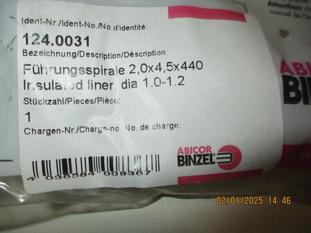 Abicor Binzel 124.0031 F&uuml;hrungsspirale 2,0x4,5x440, diameter 1,0-1,2